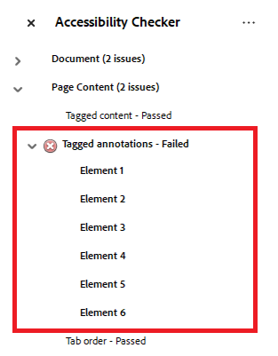 Acrobat Accessibility Checker displays "Tagged annotations - Failed"