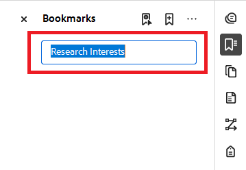 Acrobat: Entering a name for the bookmark